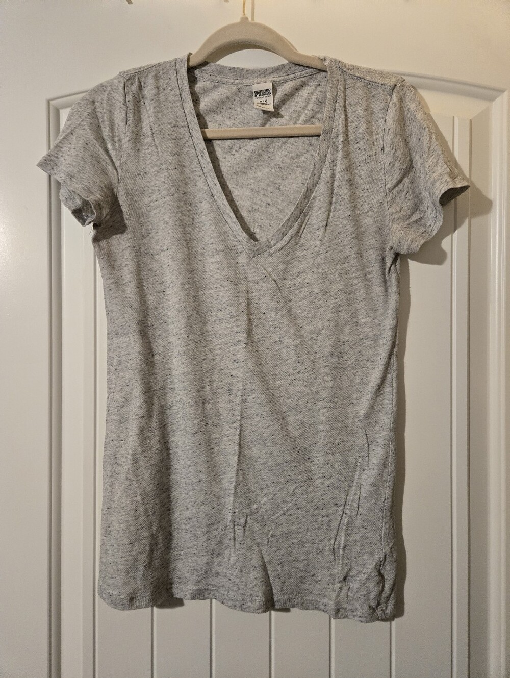 Pink By Victorias Secret Vintage Soft V-Neck Tee - Heather Gray